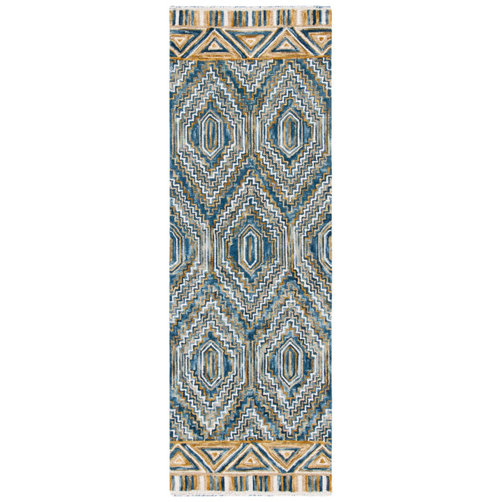 SAFAVIEH Aspen Collection APN822M Handmade Blue/Gold Rug Image 1