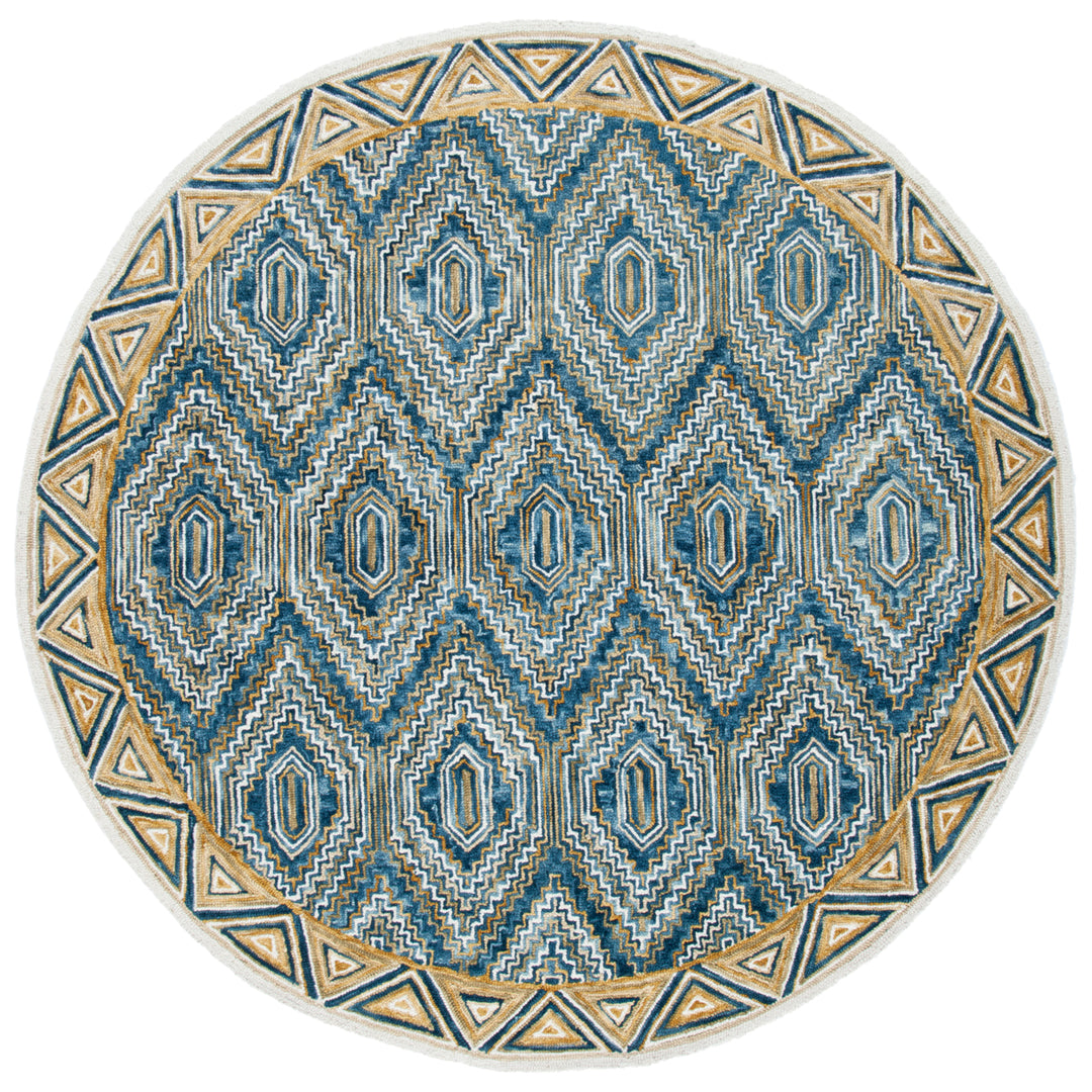 SAFAVIEH Aspen Collection APN822M Handmade Blue/Gold Rug Image 6