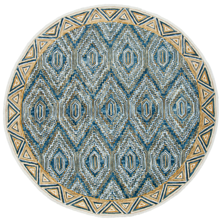 SAFAVIEH Aspen Collection APN822M Handmade Blue/Gold Rug Image 6