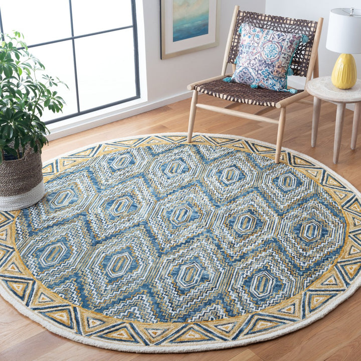 SAFAVIEH Aspen Collection APN822M Handmade Blue/Gold Rug Image 9