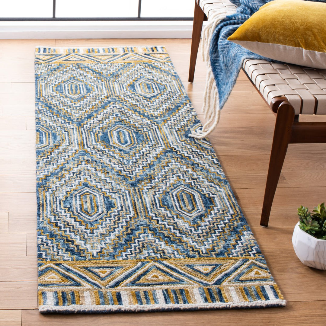 SAFAVIEH Aspen Collection APN822M Handmade Blue/Gold Rug Image 10