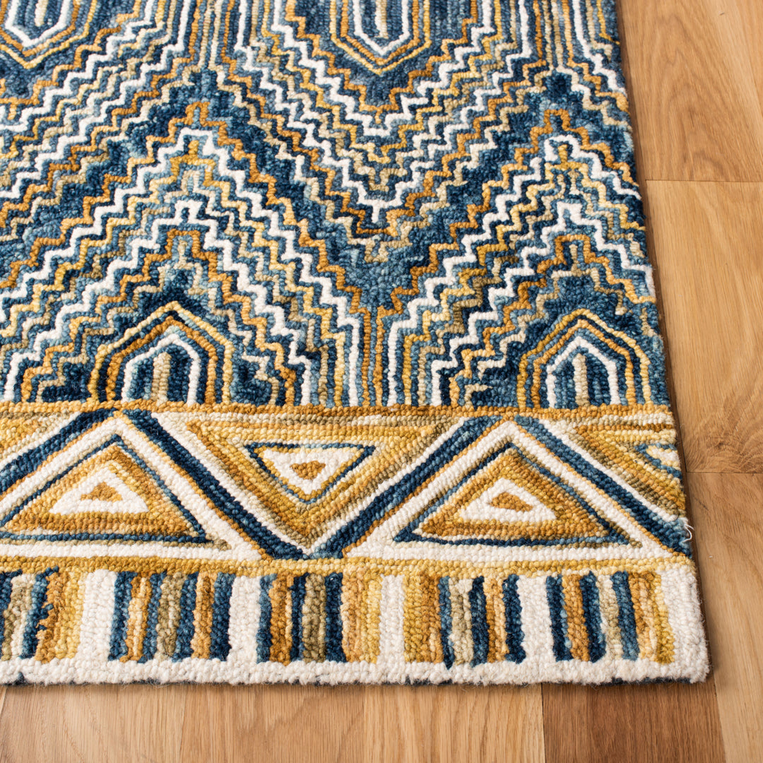 SAFAVIEH Aspen Collection APN822M Handmade Blue/Gold Rug Image 11