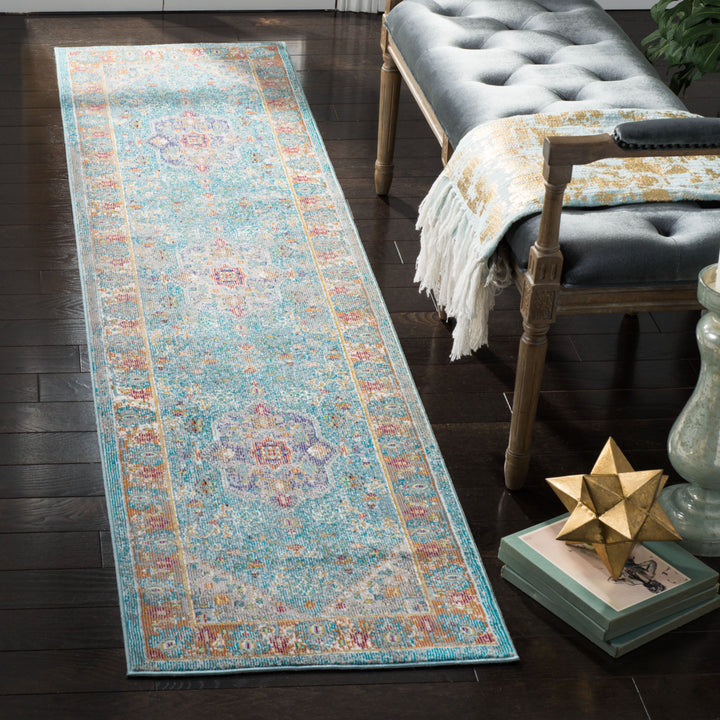 SAFAVIEH Aria Collection ARA100B Blue / Creme Rug Image 3