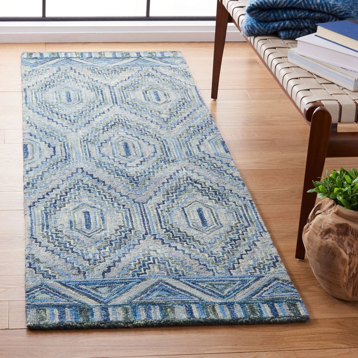 SAFAVIEH Aspen Collection APN823F Handmade Grey/Blue Rug Image 10