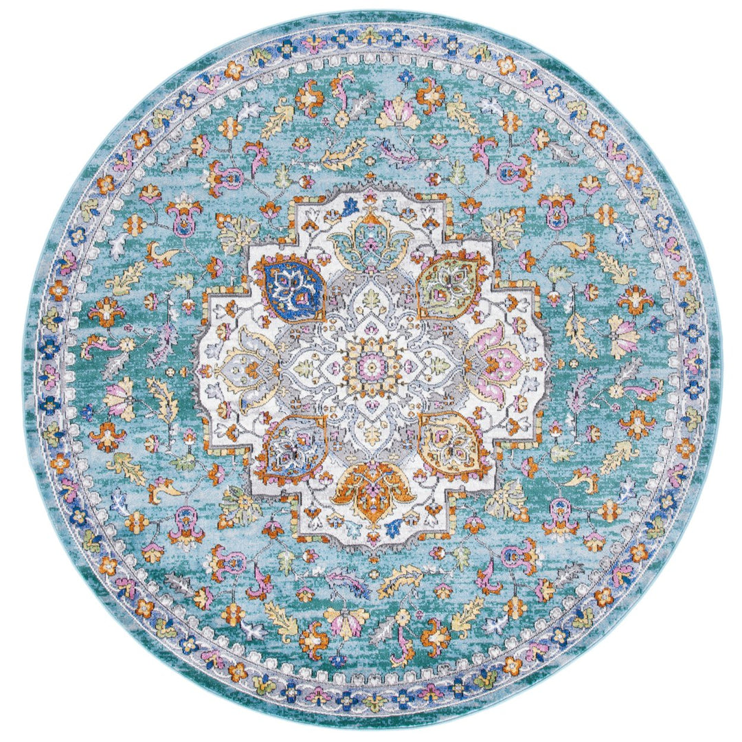 SAFAVIEH Aria Collection ARA102K Turquoise / Ivory Rug Image 4