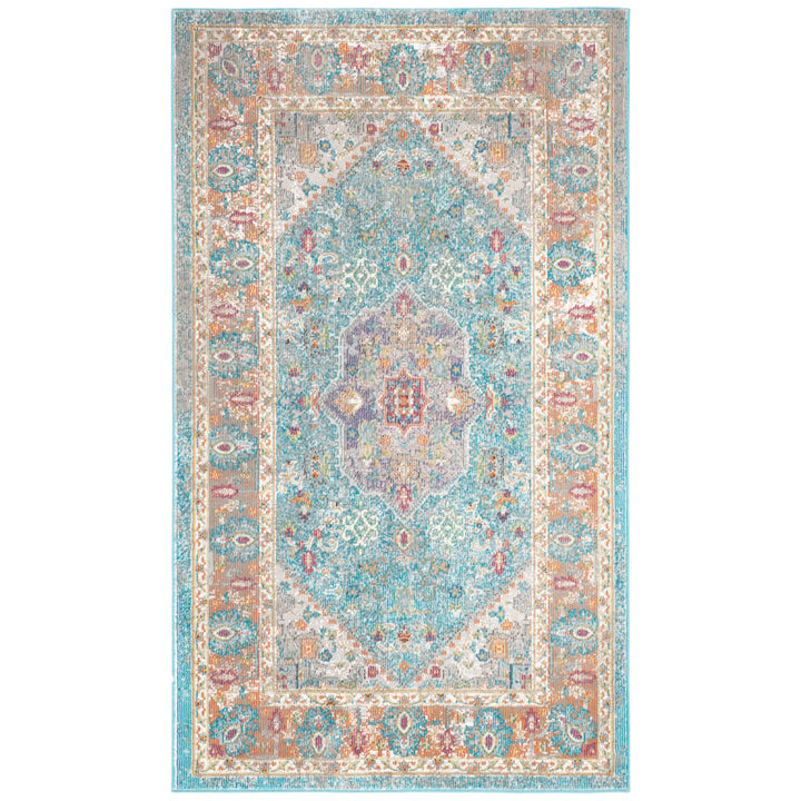 SAFAVIEH Aria Collection ARA100B Blue / Creme Rug Image 8