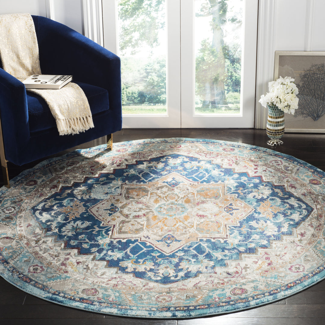 SAFAVIEH Aria Collection ARA119B Blue / Beige Rug Image 2