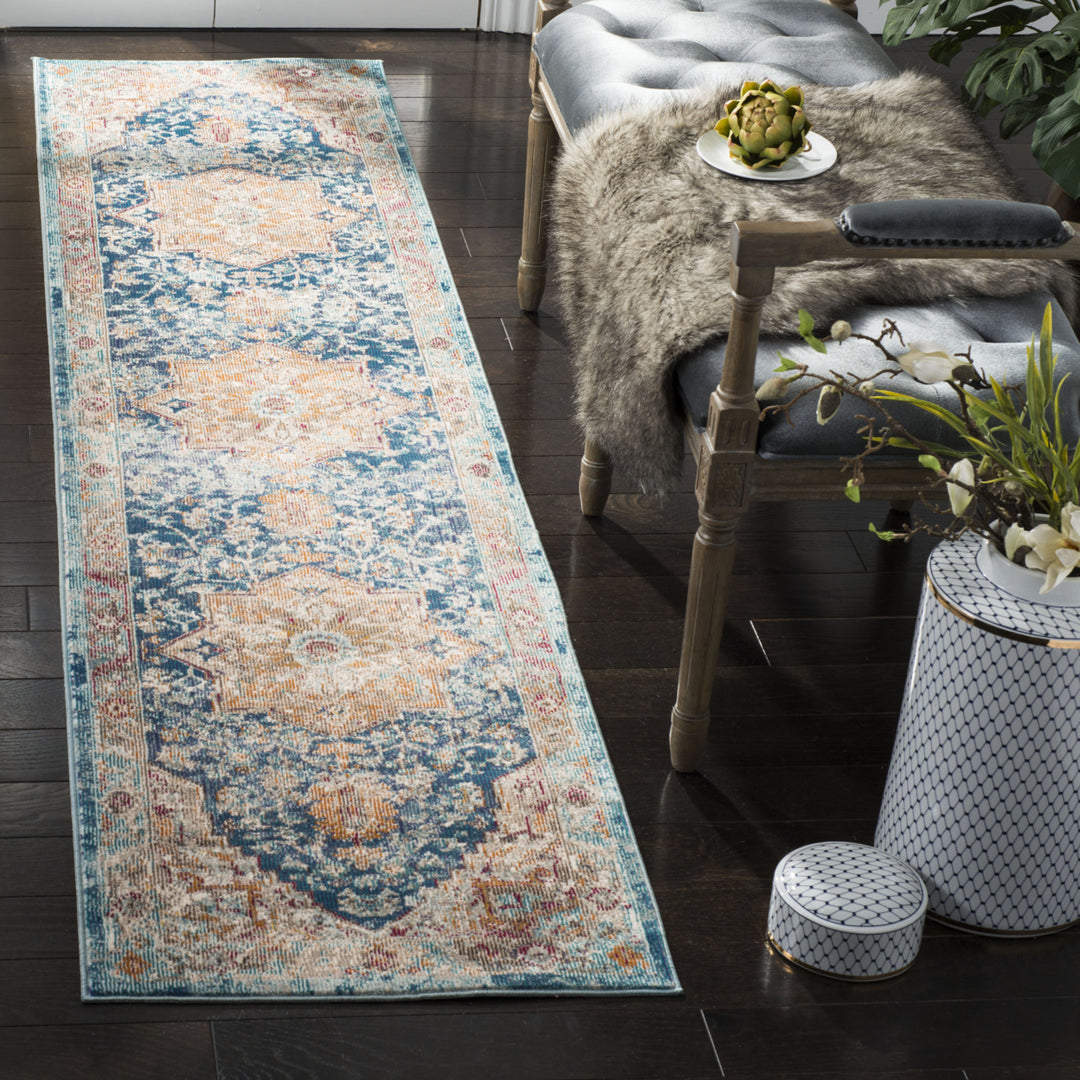 SAFAVIEH Aria Collection ARA119B Blue / Beige Rug Image 3