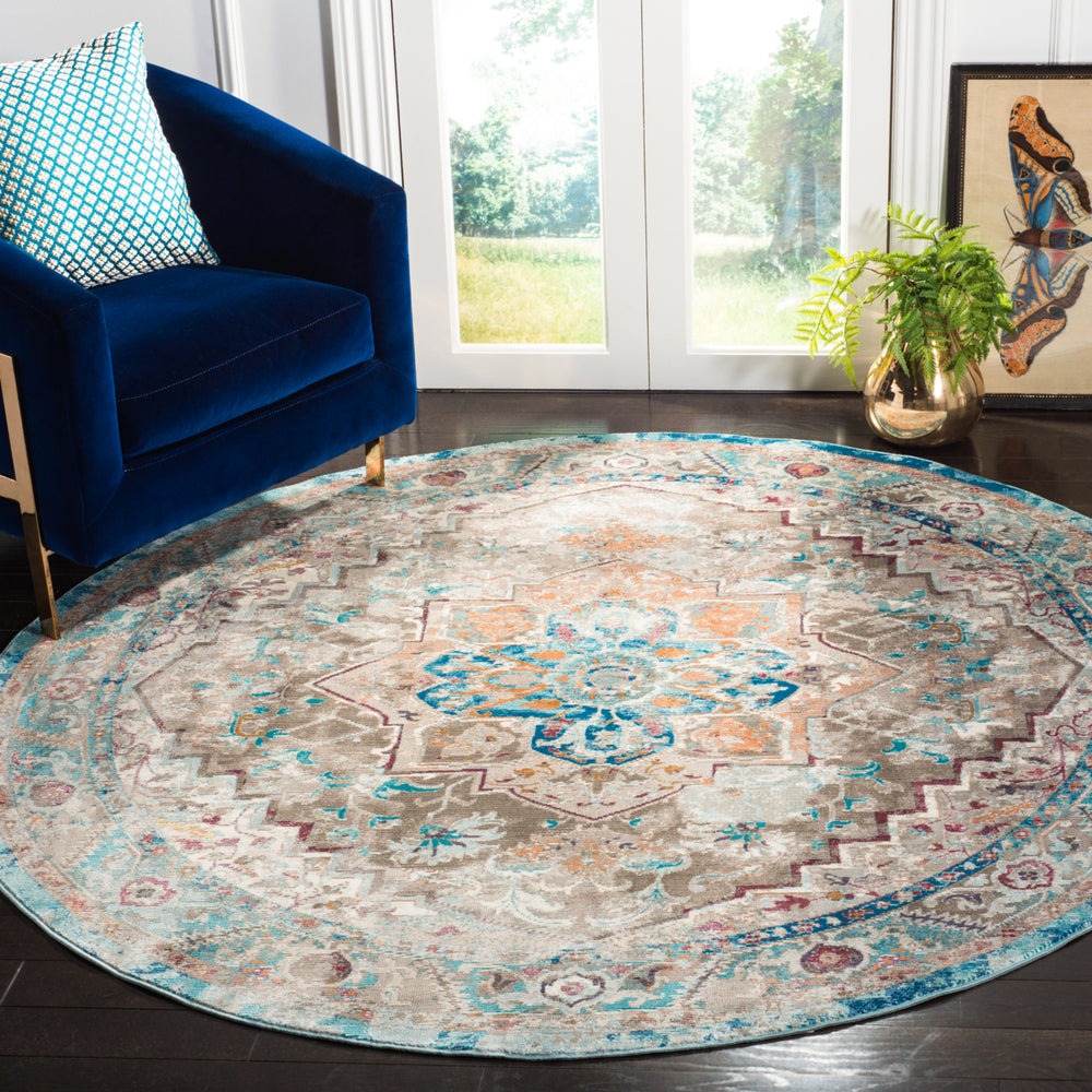 SAFAVIEH Aria Collection ARA119E Beige / Blue Rug Image 2