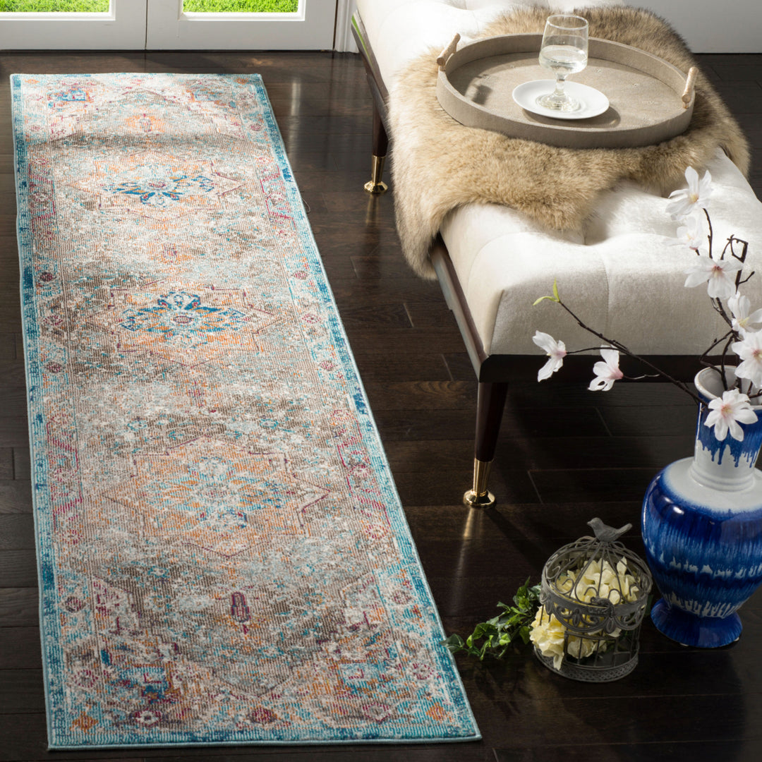 SAFAVIEH Aria Collection ARA119E Beige / Blue Rug Image 3