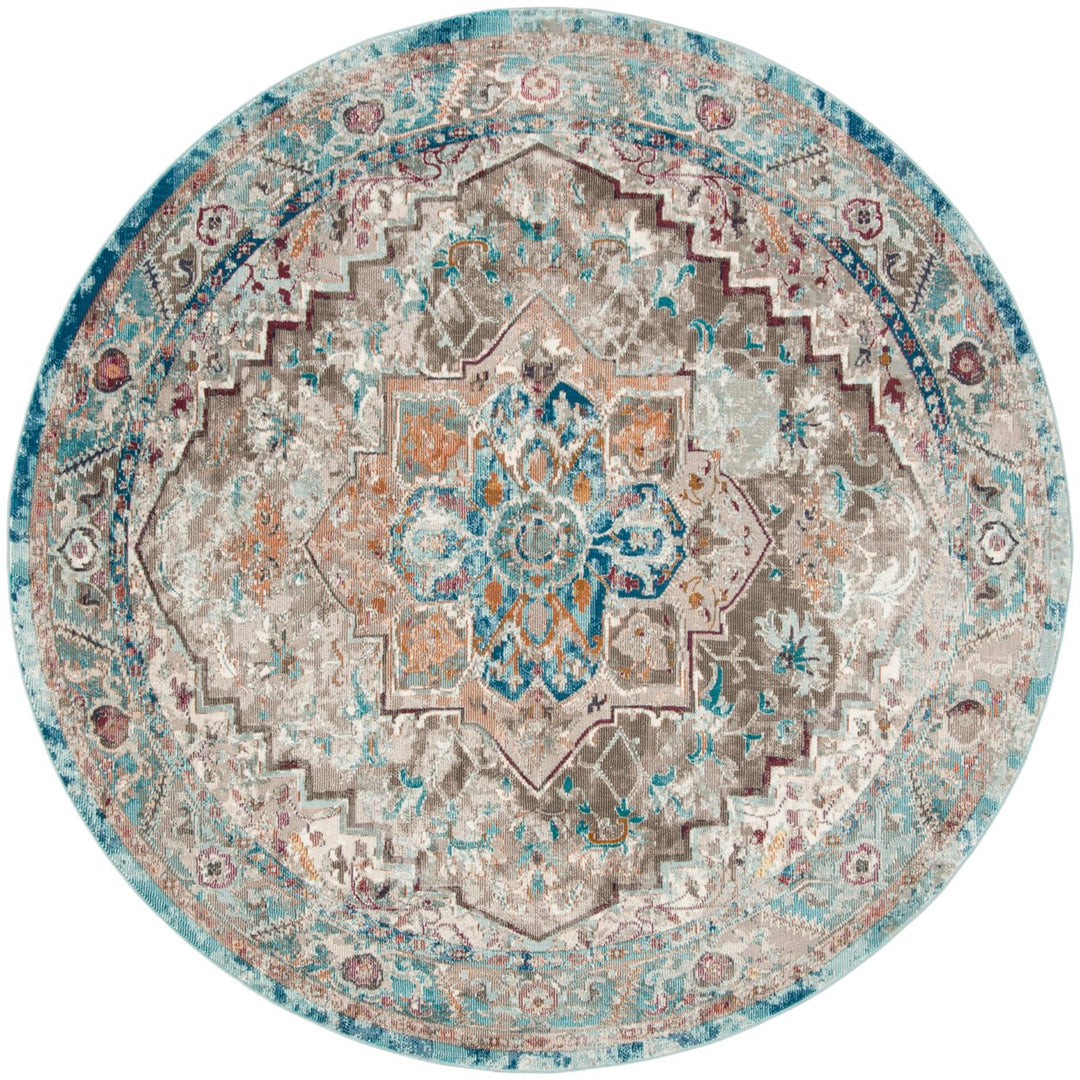 SAFAVIEH Aria Collection ARA119E Beige / Blue Rug Image 4