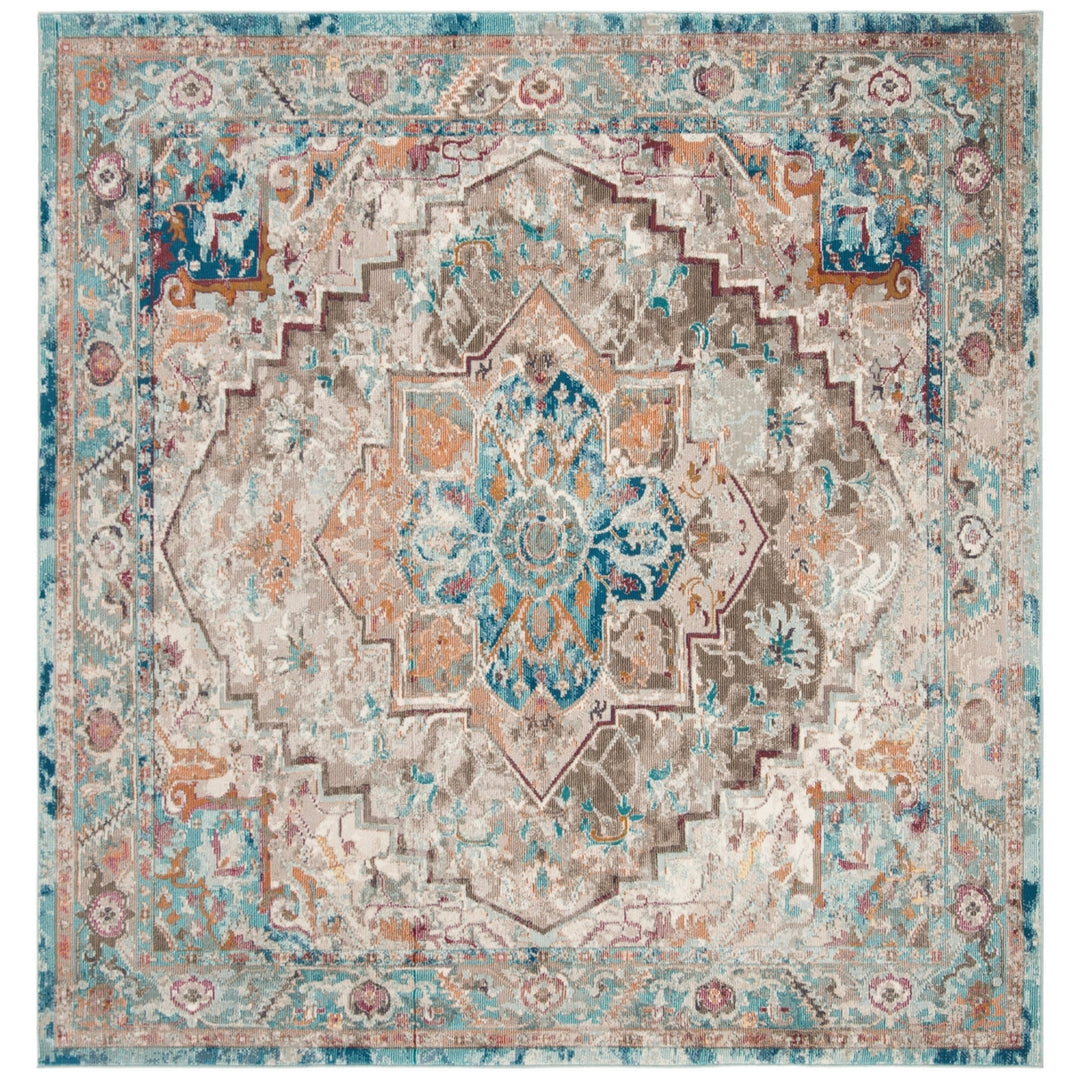 SAFAVIEH Aria Collection ARA119E Beige / Blue Rug Image 6