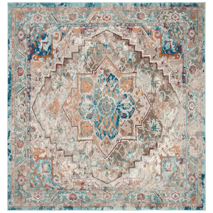 SAFAVIEH Aria Collection ARA119E Beige / Blue Rug Image 6