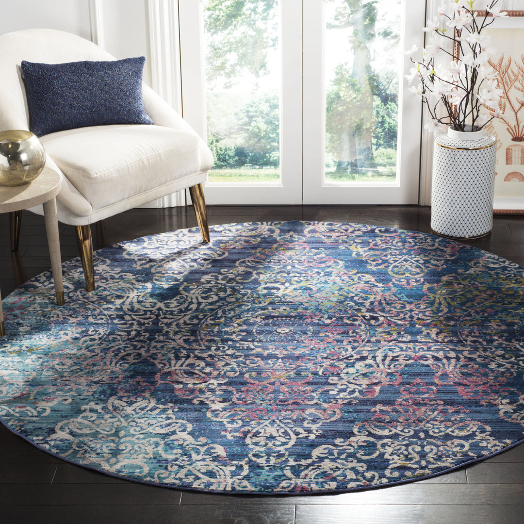 SAFAVIEH Aria Collection ARA128B Blue / Multi Rug Image 2