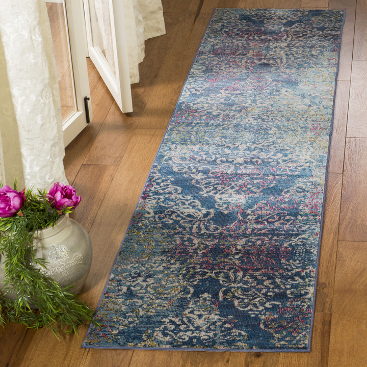 SAFAVIEH Aria Collection ARA128B Blue / Multi Rug Image 3