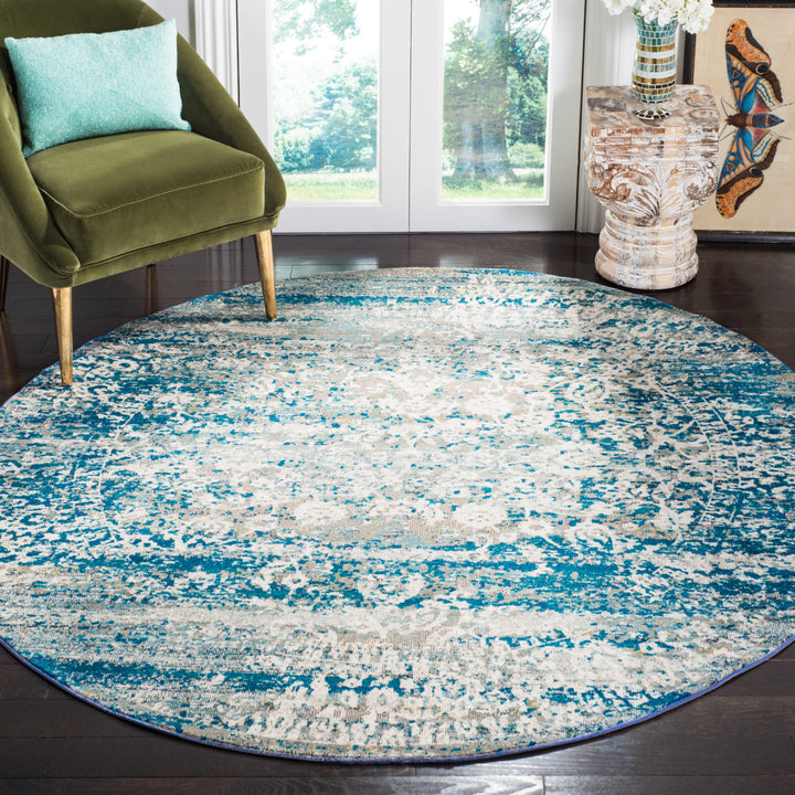 SAFAVIEH Aria Collection ARA156B Blue / Creme Rug Image 2