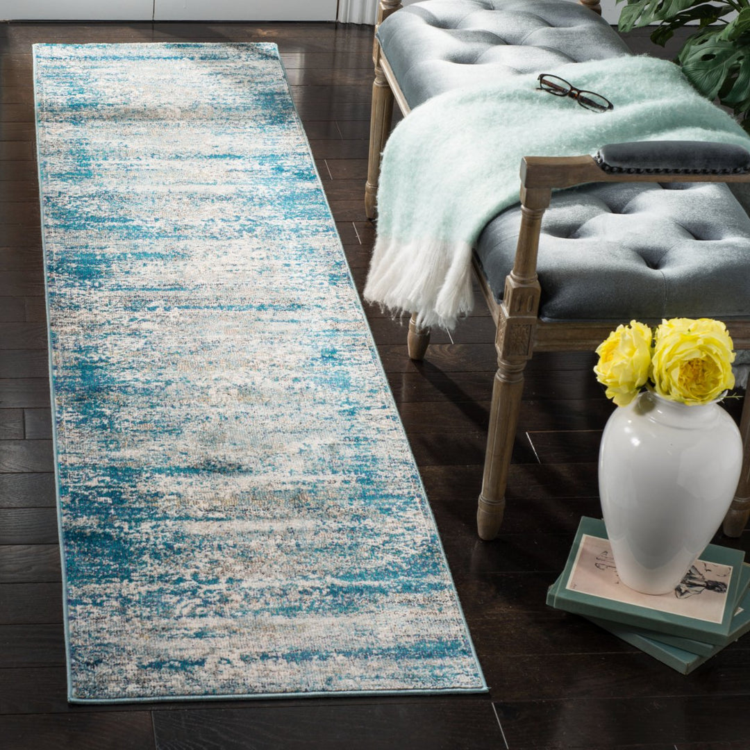 SAFAVIEH Aria Collection ARA156B Blue / Creme Rug Image 3