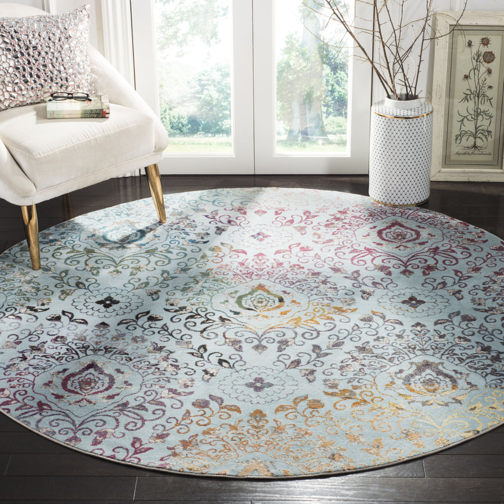 SAFAVIEH Aria Collection ARA172B Blue / Multi Rug Image 2