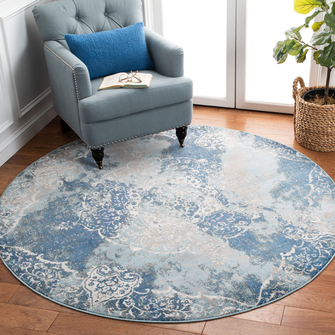 SAFAVIEH Aria Collection ARA187M Light Blue / Ivory Rug Image 2