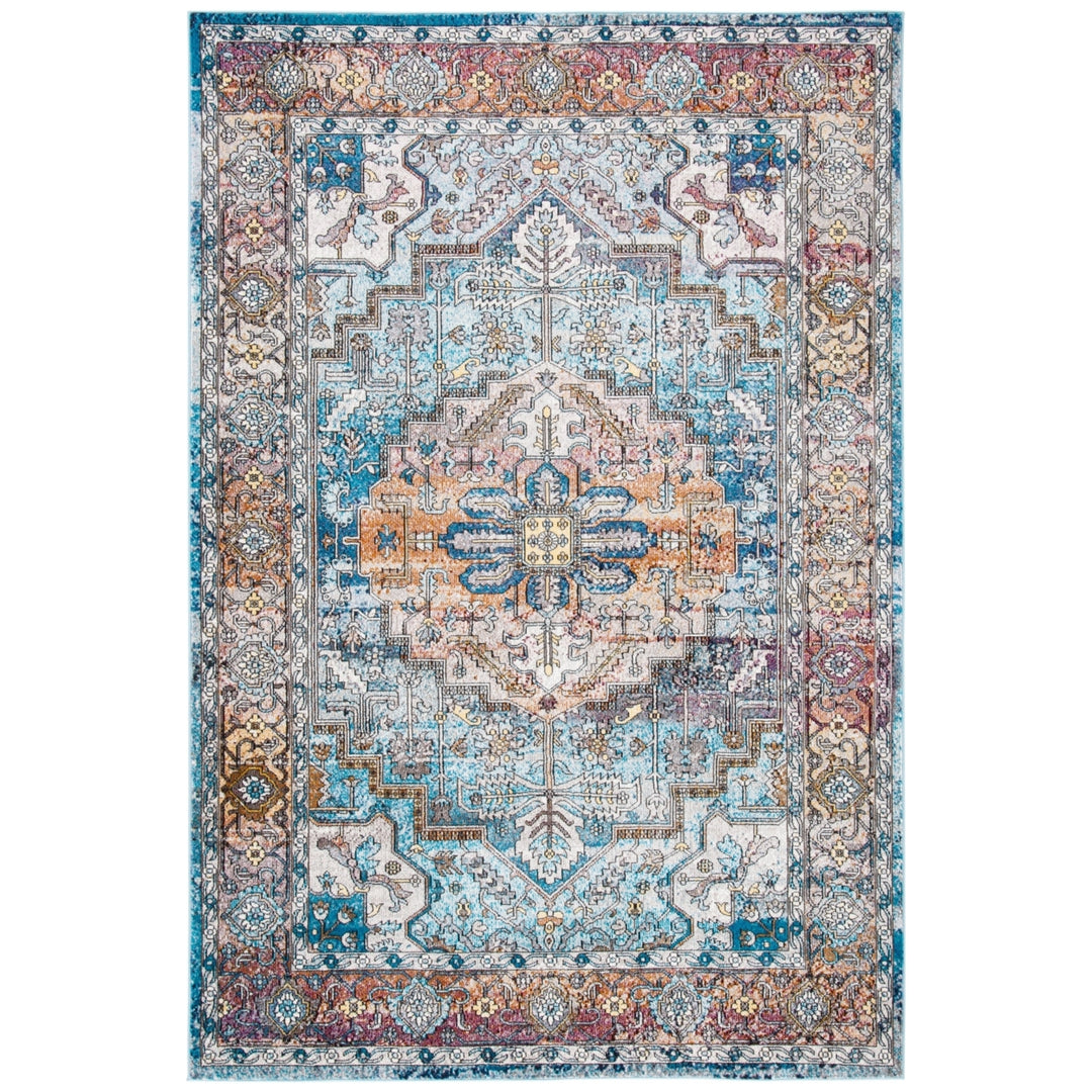 SAFAVIEH Aria ARA191K Turquoise / Light Orange Rug Image 1