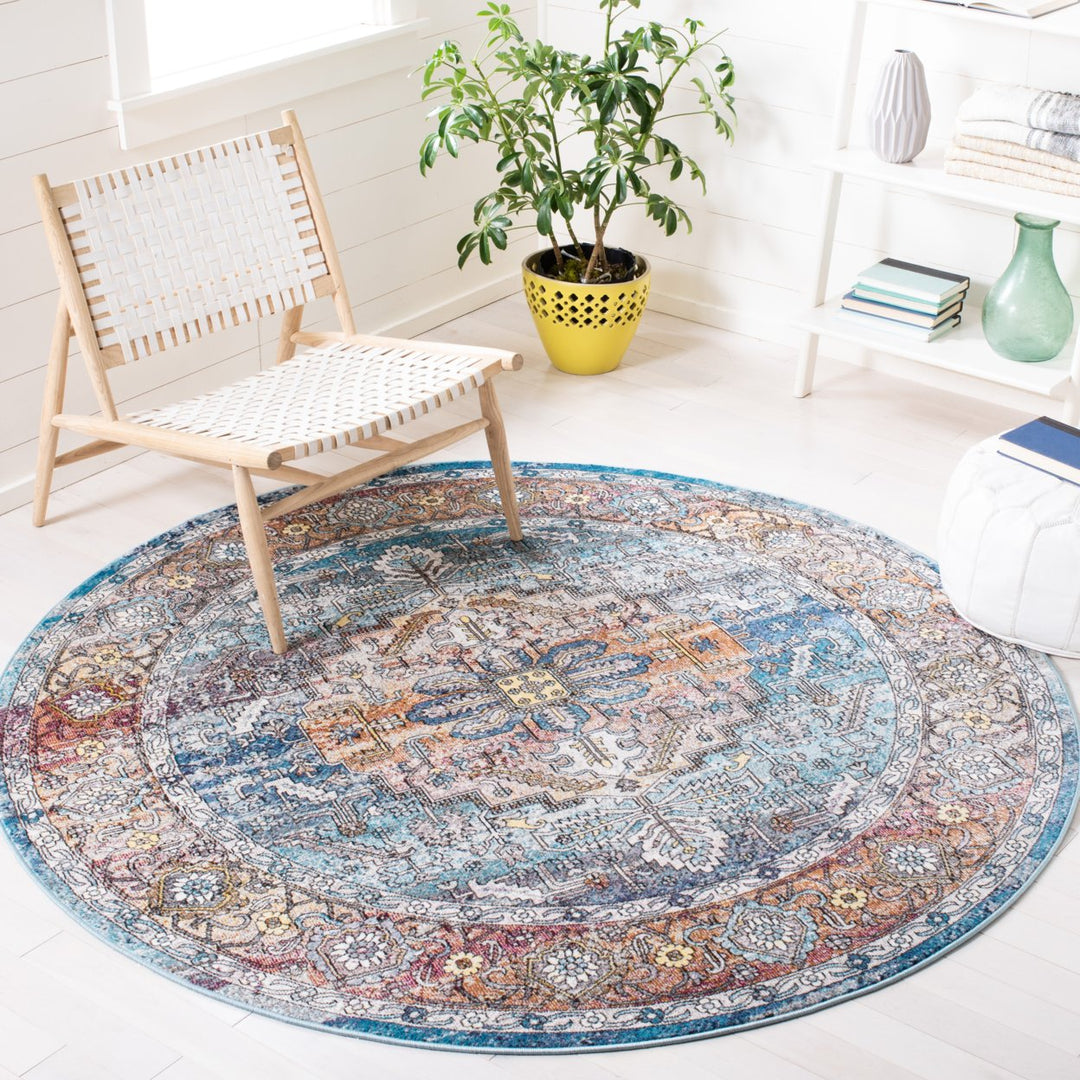 SAFAVIEH Aria ARA191K Turquoise / Light Orange Rug Image 2