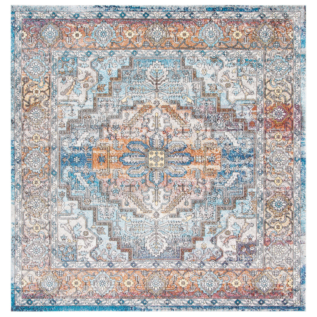 SAFAVIEH Aria ARA191K Turquoise / Light Orange Rug Image 6