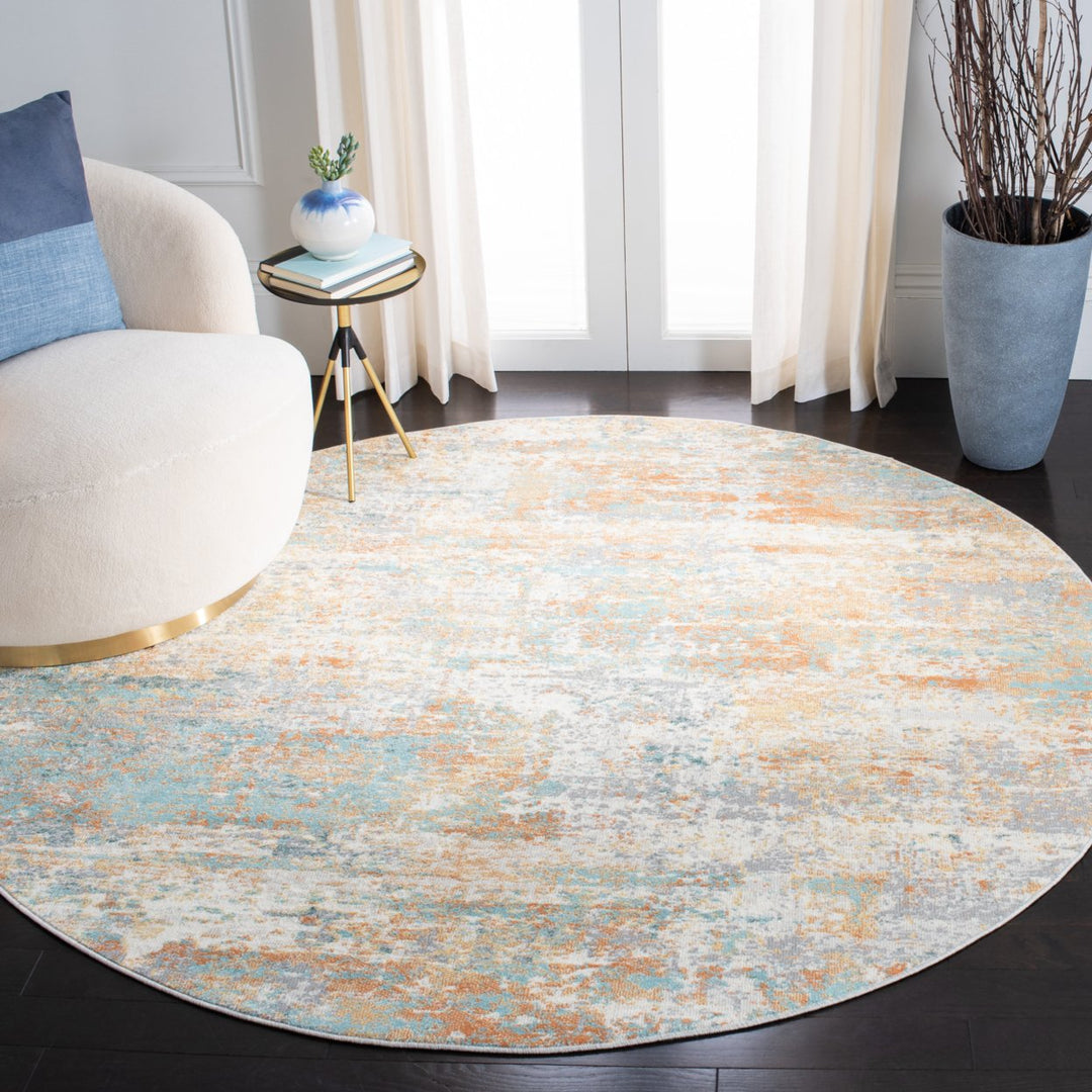 SAFAVIEH Aria Collection ARA566J Ivory / Aqua Rug Image 2