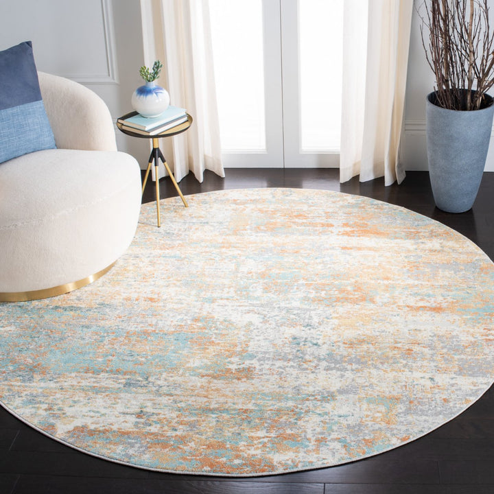 SAFAVIEH Aria Collection ARA566J Ivory / Aqua Rug Image 2