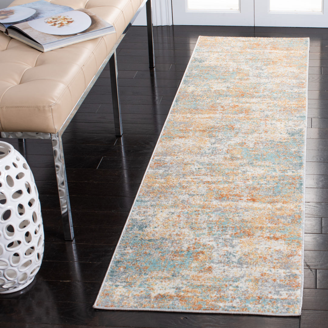 SAFAVIEH Aria Collection ARA566J Ivory / Aqua Rug Image 3