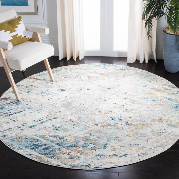 SAFAVIEH Aria Collection ARA567A Ivory / Blue Rug Image 2