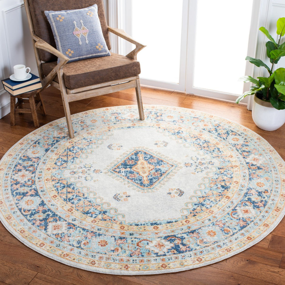 SAFAVIEH Aria Collection ARA572N Ivory / Navy Rug Image 2