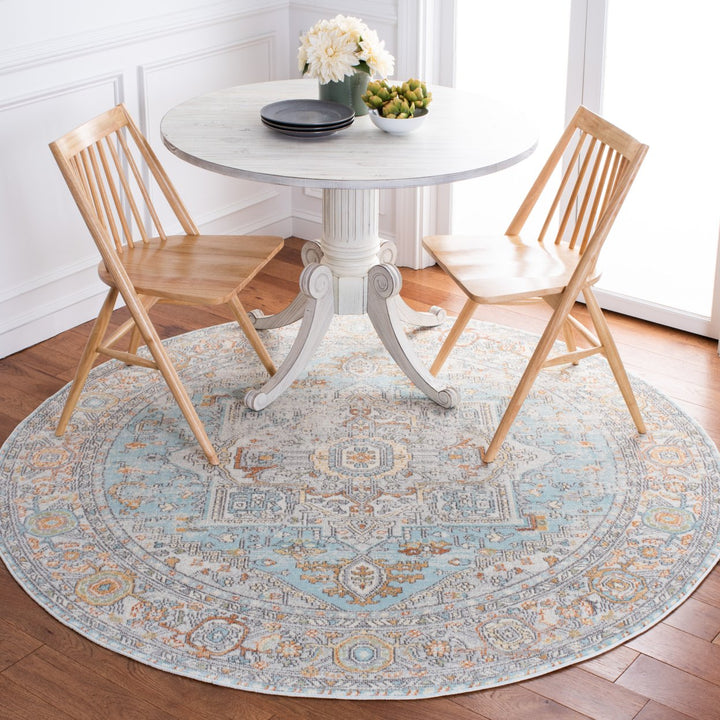 SAFAVIEH Aria Collection ARA580J Aqua / Beige Rug Image 2