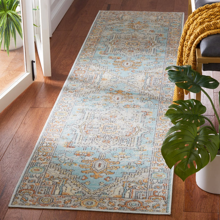 SAFAVIEH Aria Collection ARA580J Aqua / Beige Rug Image 3