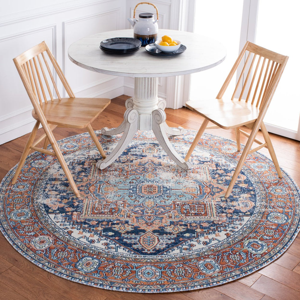 SAFAVIEH Aria Collection ARA580N Navy / Rust Rug Image 2