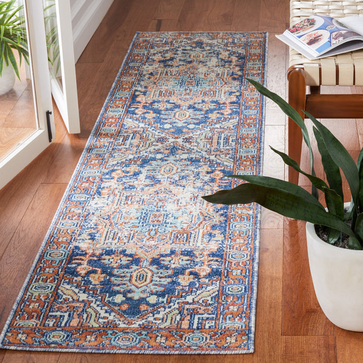 SAFAVIEH Aria Collection ARA580N Navy / Rust Rug Image 3