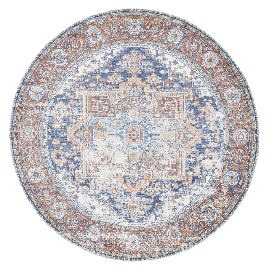 SAFAVIEH Aria Collection ARA580N Navy / Rust Rug Image 4