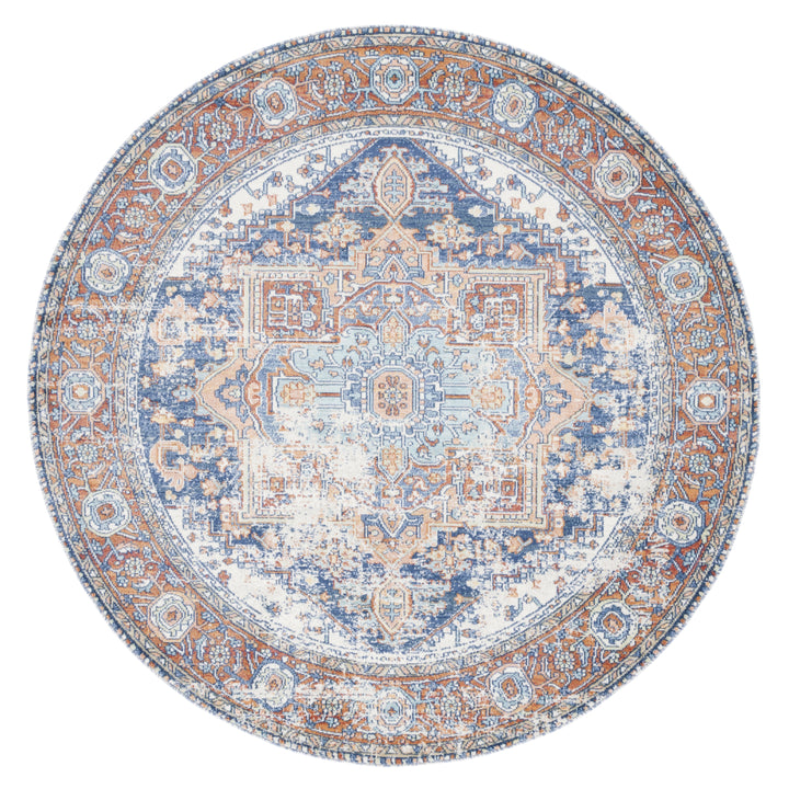 SAFAVIEH Aria Collection ARA580N Navy / Rust Rug Image 4