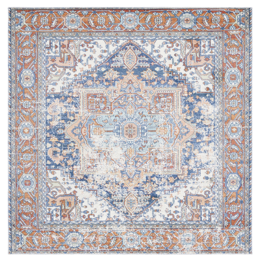 SAFAVIEH Aria Collection ARA580N Navy / Rust Rug Image 6