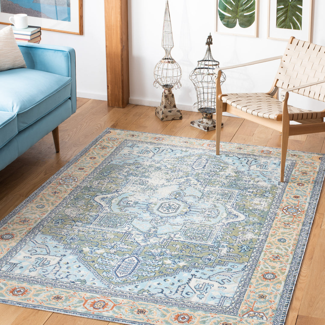 SAFAVIEH Aria Collection ARA580Y Green / Blue Rug Image 1