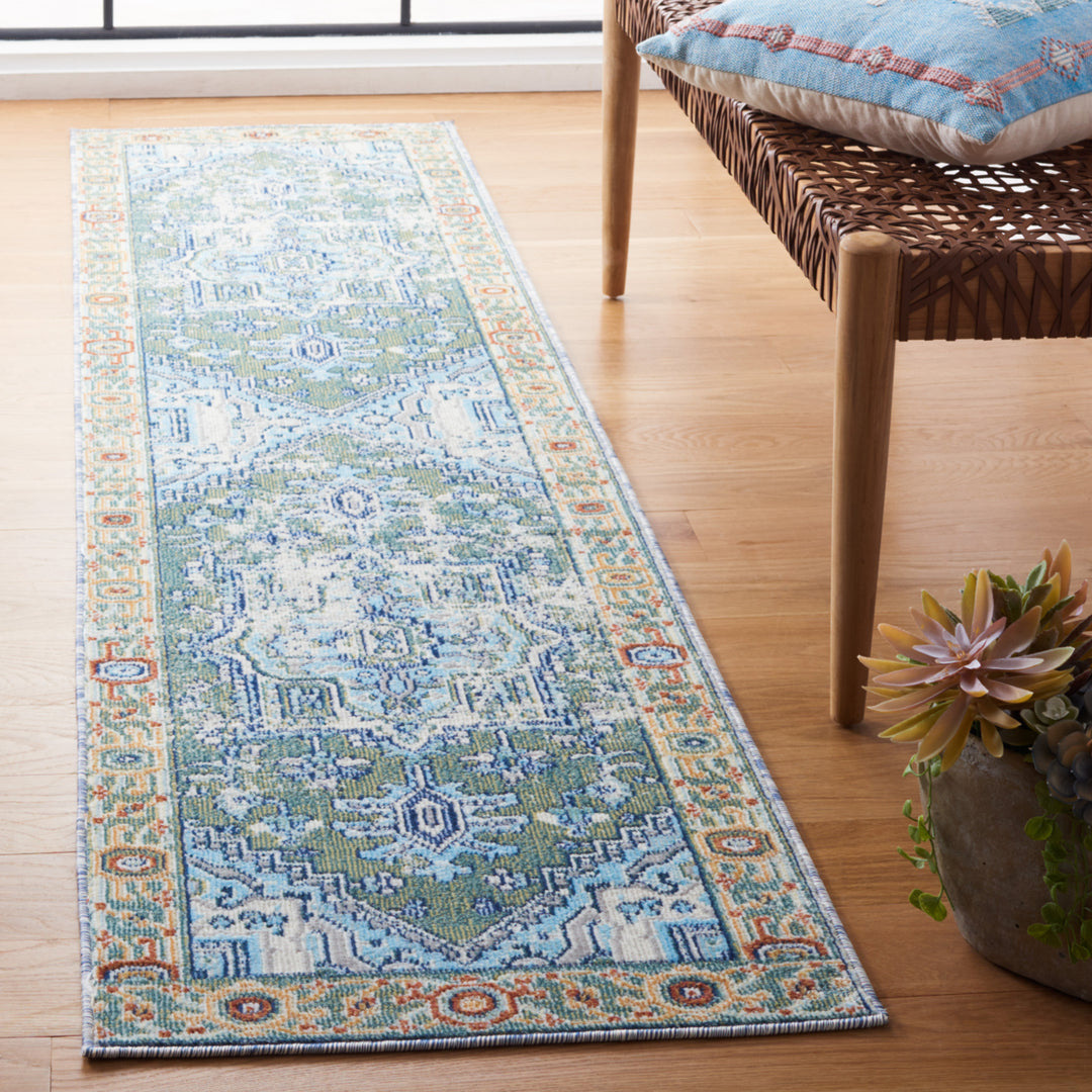 SAFAVIEH Aria Collection ARA580Y Green / Blue Rug Image 3