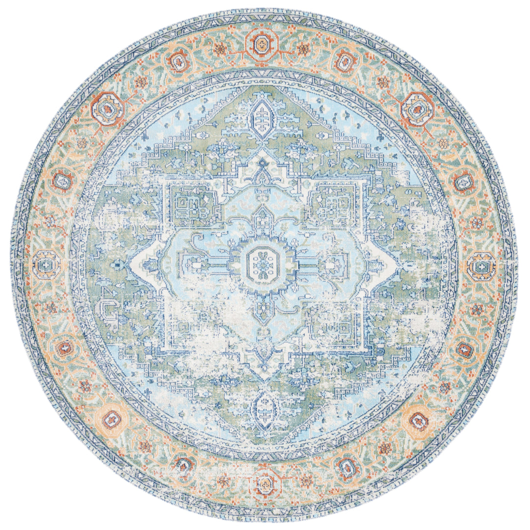 SAFAVIEH Aria Collection ARA580Y Green / Blue Rug Image 4