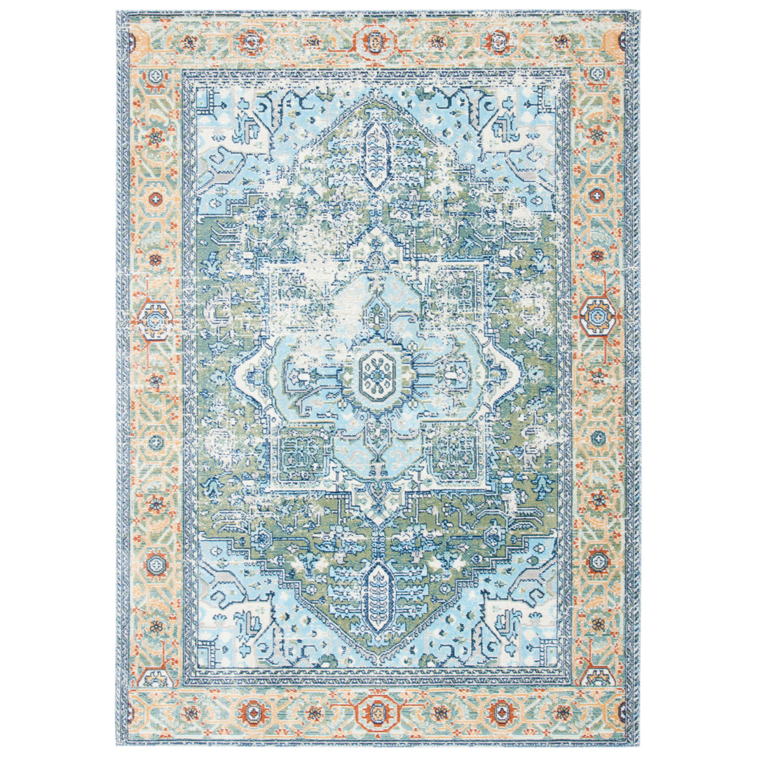 SAFAVIEH Aria Collection ARA580Y Green / Blue Rug Image 11