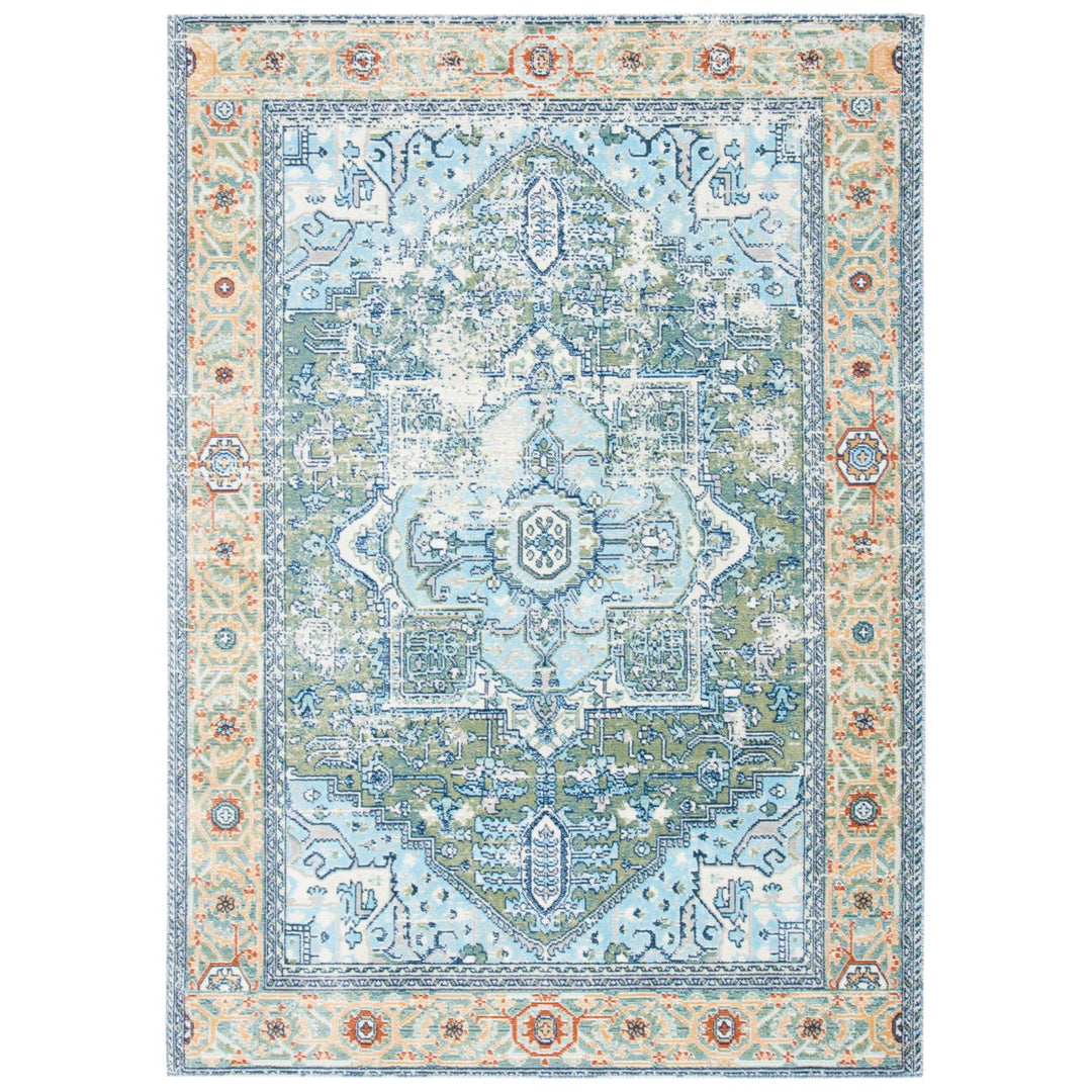 SAFAVIEH Aria Collection ARA580Y Green / Blue Rug Image 1