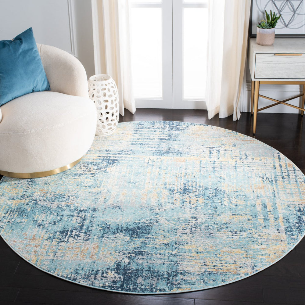 SAFAVIEH Aria Collection ARA585M Ivory / Blue Rug Image 2