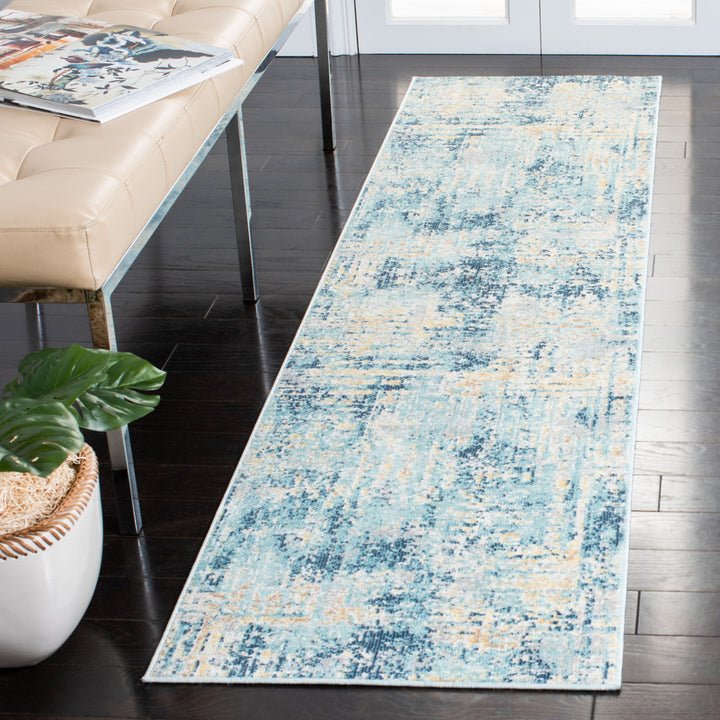 SAFAVIEH Aria Collection ARA585M Ivory / Blue Rug Image 3