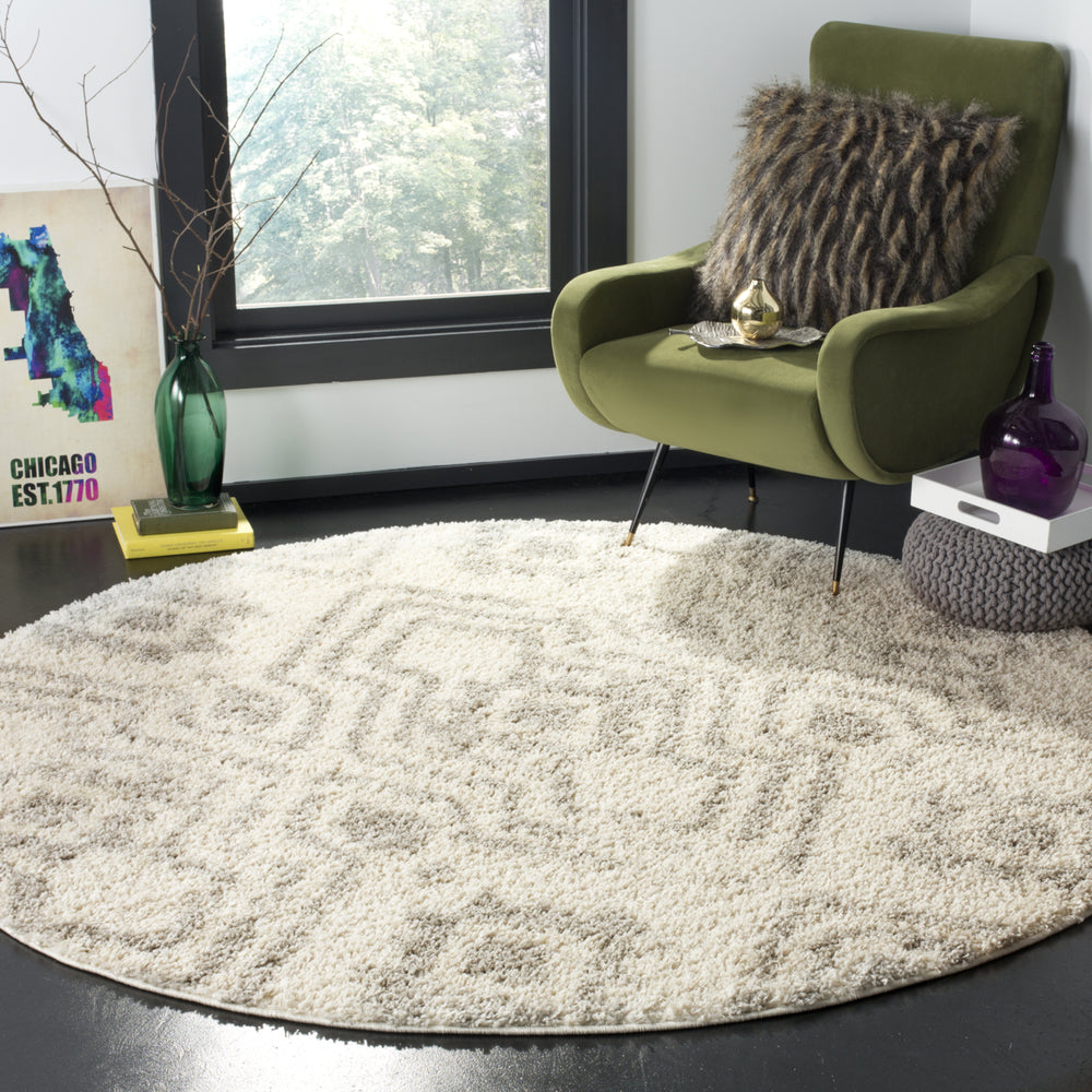 SAFAVIEH Arizona Shag Collection ASG746G Ivory / Grey Rug Image 2