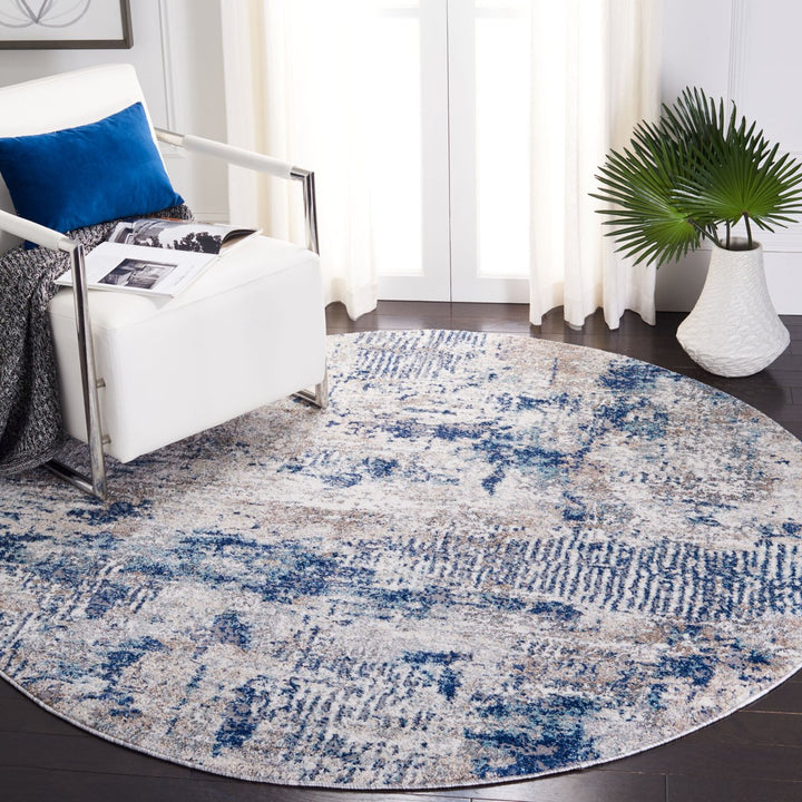 SAFAVIEH Aston Collection ASN712F Grey / Navy Rug Image 2