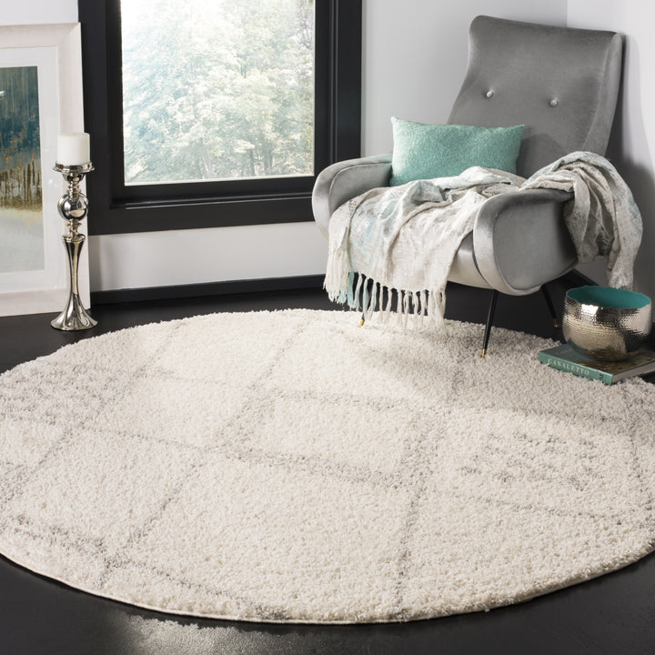 SAFAVIEH Arizona Shag Collection ASG751G Ivory / Grey Rug Image 2