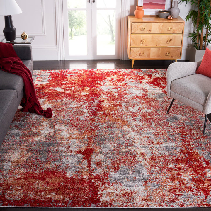 SAFAVIEH Aston Collection ASN710Q Red / Grey Rug Image 1