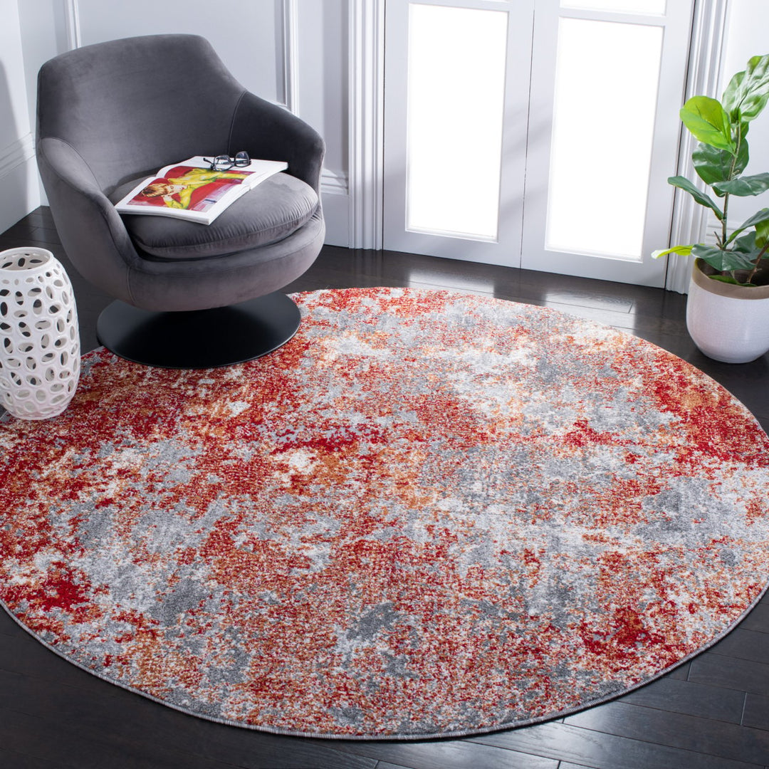 SAFAVIEH Aston Collection ASN710Q Red / Grey Rug Image 3